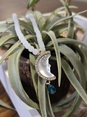 Kirk's Folly Seaview Pendant Necklace - White Bead with Blue Teardrop